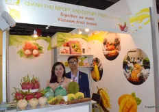 Mr Ngo Tuong Vy and his colleague from GHANH THU. The company supplies a variety of fruits from Vietnam.